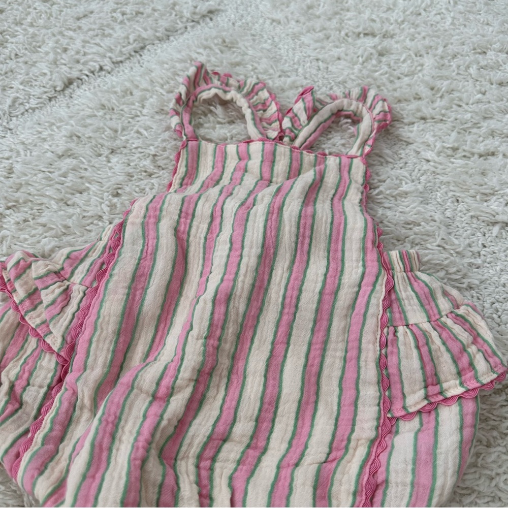 Angel Dear Ric-Rac Ruffle Sunsuit - Candy Stripe - Picture 2 of 6